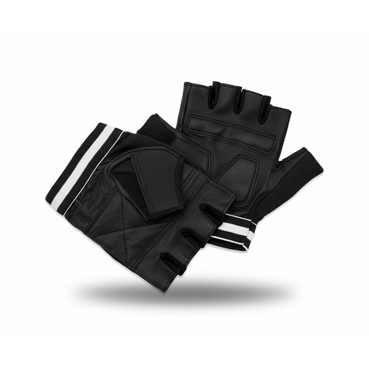 REX 309-BK Premium Black Weight Lifting Gloves – Leather Padded Training Gloves for Men & Women | Comfort Fit | Sizes S–3XL