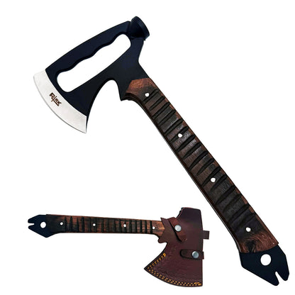 RT 1202 14" Rtek Wood Multi Tool Hammer Tactical Axe Hatchet with Leather Sheath