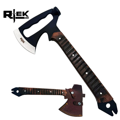 RT 1202 14" Rtek Wood Multi Tool Hammer Tactical Axe Hatchet with Leather Sheath