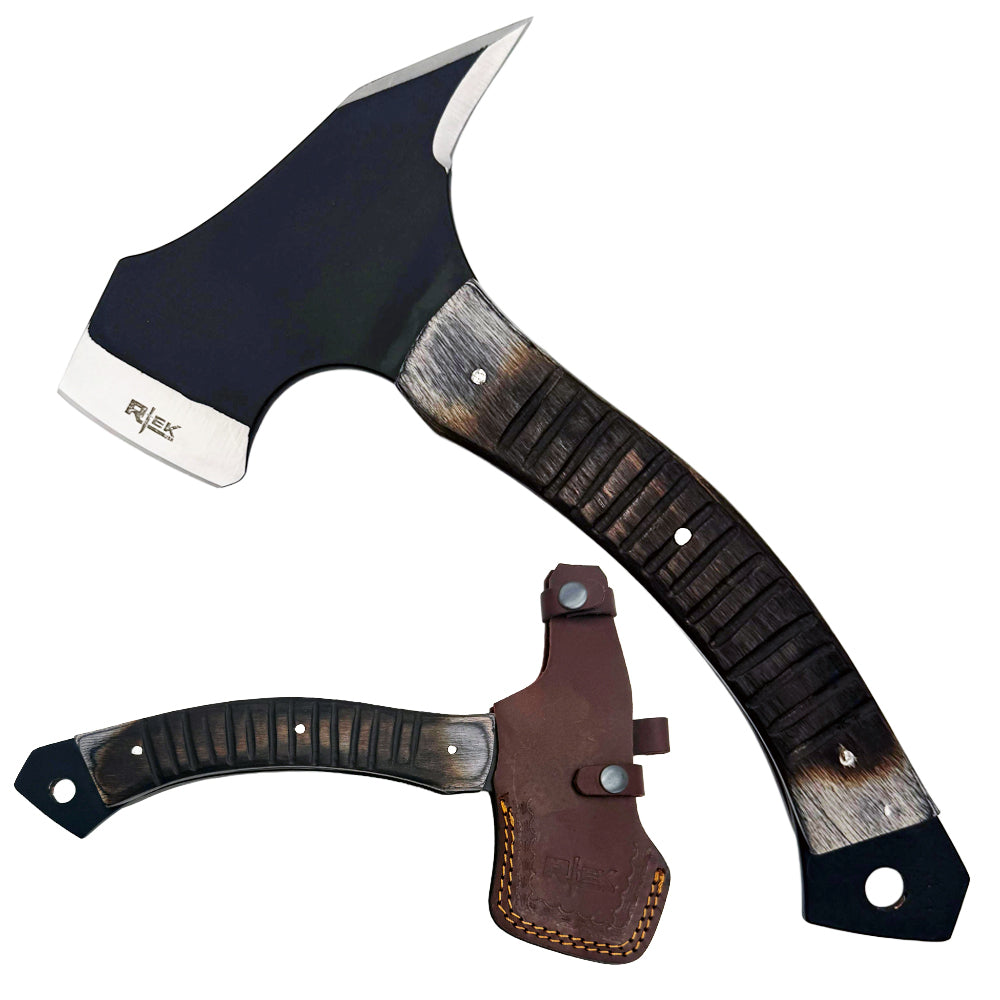 RT 1205 12" Rtek Wood Multi Tool Spike Tactical Axe Hatchet with Leather Sheath