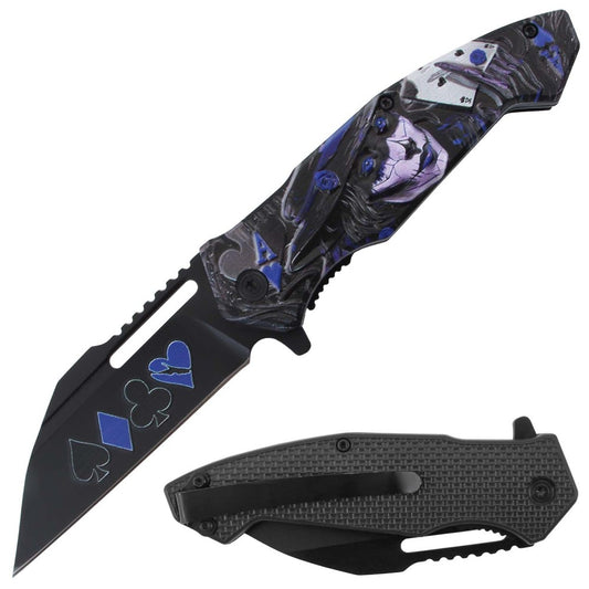 Blue Gambler Design assist-open folding tactical knife with belt clip, 4.5-inch blade by Rex Distributor, Inc.