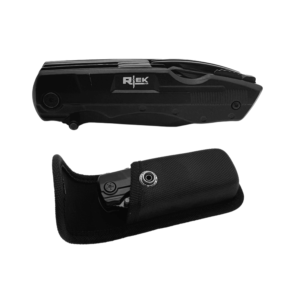 RT 8219-BK Rtek 4.5" Multi Tool Pocket Knife with Pliers Bottle Opener Screwdrivers & Sheath