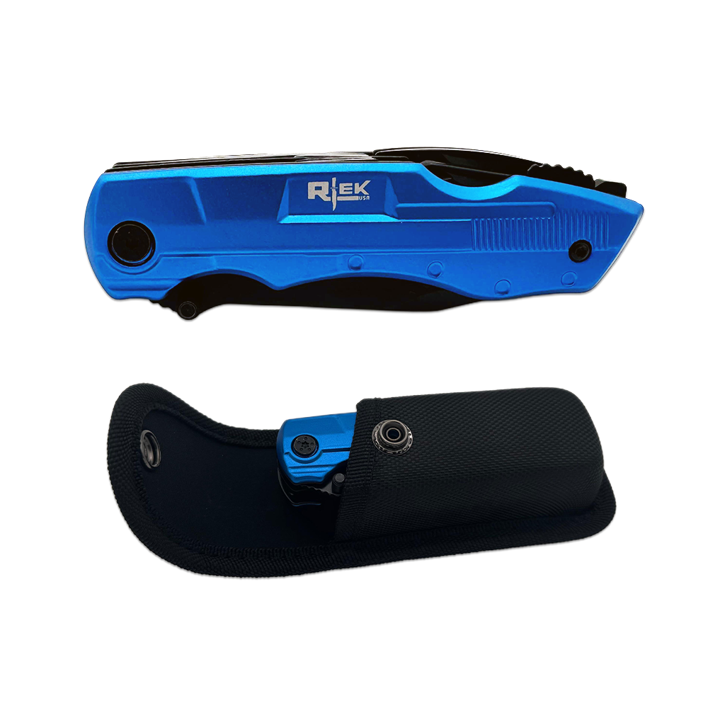 RT 8219-BL Rtek 4.5" Multi Tool Pocket Knife with Pliers Bottle Opener Screwdrivers & Sheath