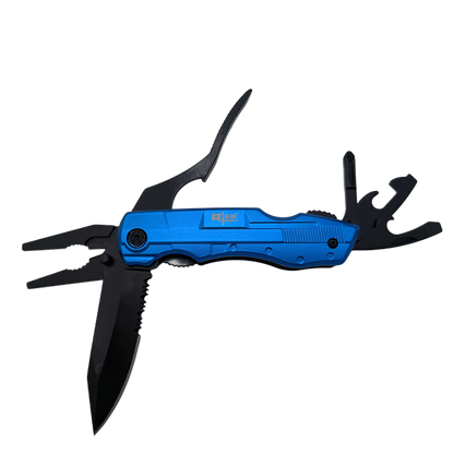 RT 8219-BL Rtek 4.5" Multi Tool Pocket Knife with Pliers Bottle Opener Screwdrivers & Sheath