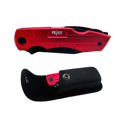 RT 8219-RD Rtek 4.5" Multi Tool Pocket Knife with Pliers Bottle Opener Screwdrivers & Sheath