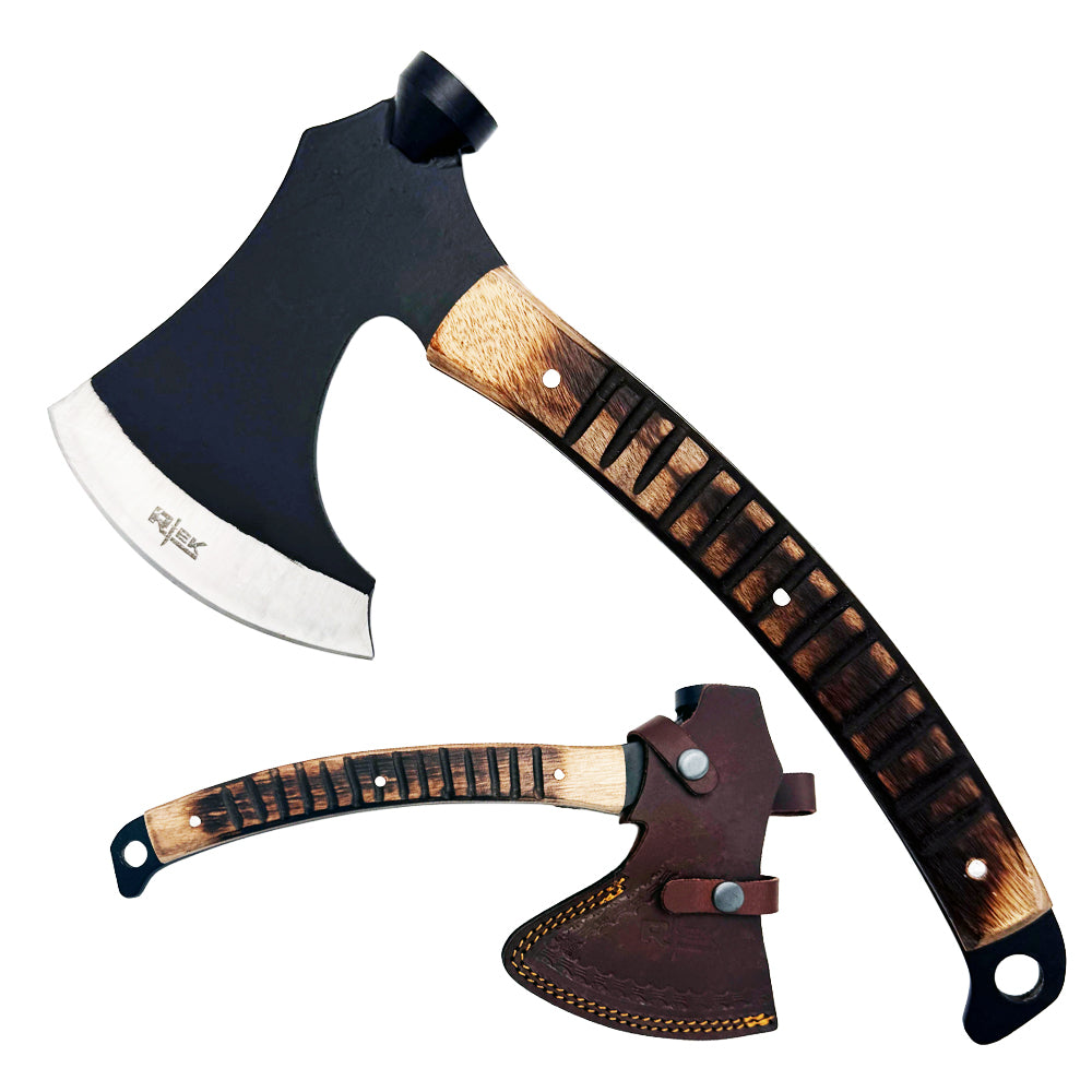 RT 1204 12" Rtek Wood Multi Tool Hammer Tactical Axe Hatchet with Leather Sheath