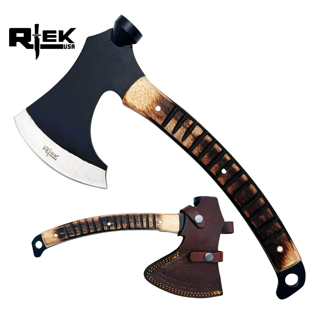 RT 1204 12" Rtek Wood Multi Tool Hammer Tactical Axe Hatchet with Leather Sheath