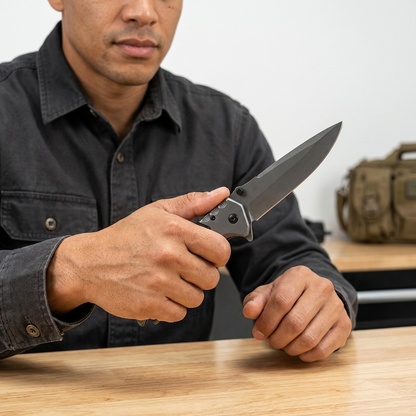 RT 2014-BK 5" Rtek Black G-10 Handle Assist-Open Rescue Folding Knife with Glass Breaker, Belt Cutter, Bottle Opener, & Belt Clip