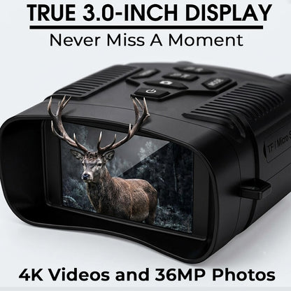RT NVI-800 Rtek 4K Night Vision Binoculars 3.0" HD Screen, Built-in 4000mAh Rechargeable Battery, Type-C, 6.8x Zoom, Tactical UI for Hunting & Security