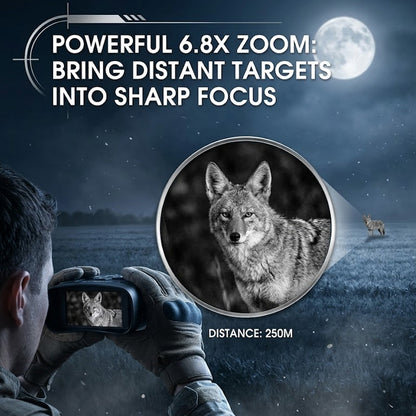 RT NVI-800 Rtek 4K Night Vision Binoculars 3.0" HD Screen, Built-in 4000mAh Rechargeable Battery, Type-C, 6.8x Zoom, Tactical UI for Hunting & Security