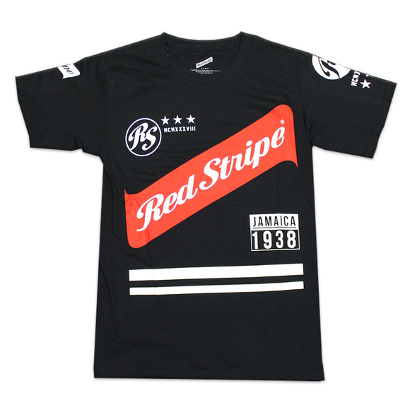 Men's Black Red Stripe Beer Graphic Tee T-Shirt