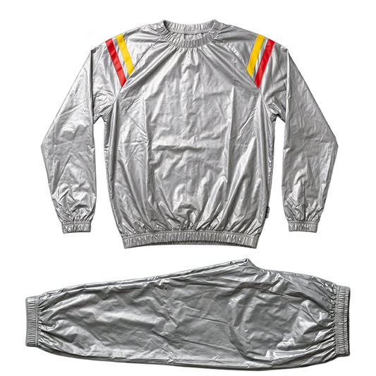 Unisex Rex 357 sauna suit for fitness, showing a full-body sweat suit designed for weight loss and detox workouts.