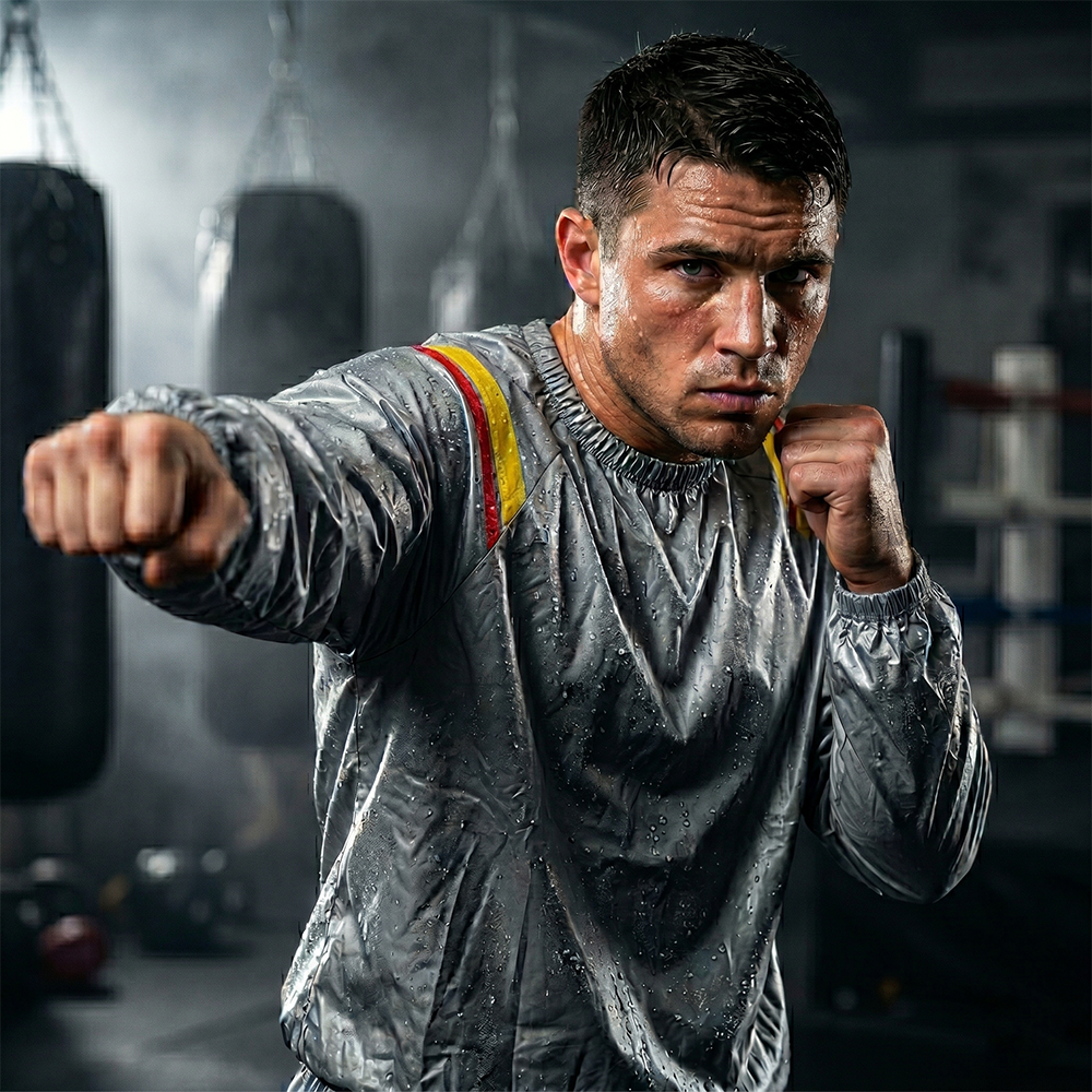 Unisex REX 357 sauna suit for boxing and fitness, full body sweat suit designed for weight loss and detox workouts.