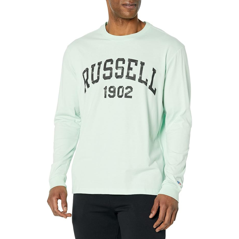 Russell Athletic Men's Logo Long Sleeve T-Shirt, Mellow Mint - Rex Distributor, Inc. Wholesale Licensed Products and T-shirts, Sporting goods,