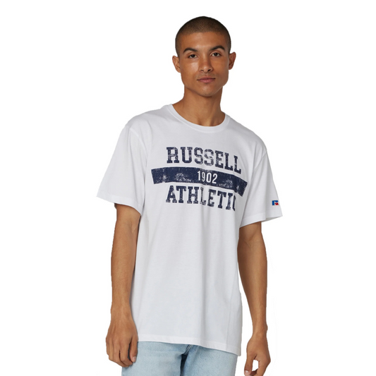 Russell Athletic Men's Essential 1902 Graphic Short Sleeve T-Shirt, White