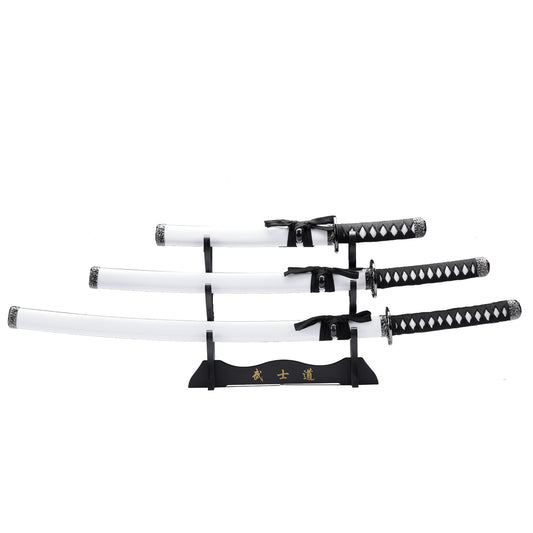SWSA 124-WT 3 PCS Samurai Sword Set - Katana, Wakizashi and Tanto Set - White