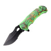 SH 14261-ML 4.5" Glow In The Dark Marijuana Leafs Assist-Open Folding Knife with Belt Cutter & Glass Breaker