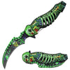 SK 872-GN 4.5" Green Skeleton Assist-Open Knife with Belt Clip