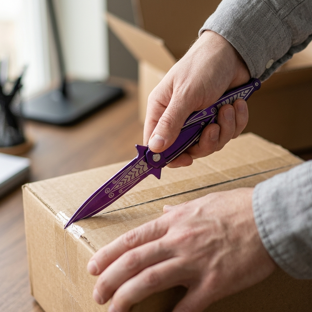 SP 537-PP 5.25" Derling Purple Handle Assist-Open Folding Knife with Belt Clip