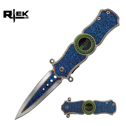 SPK 3423-BL 3" Rtek Royal Blue Folding Knife Fidget Spinner