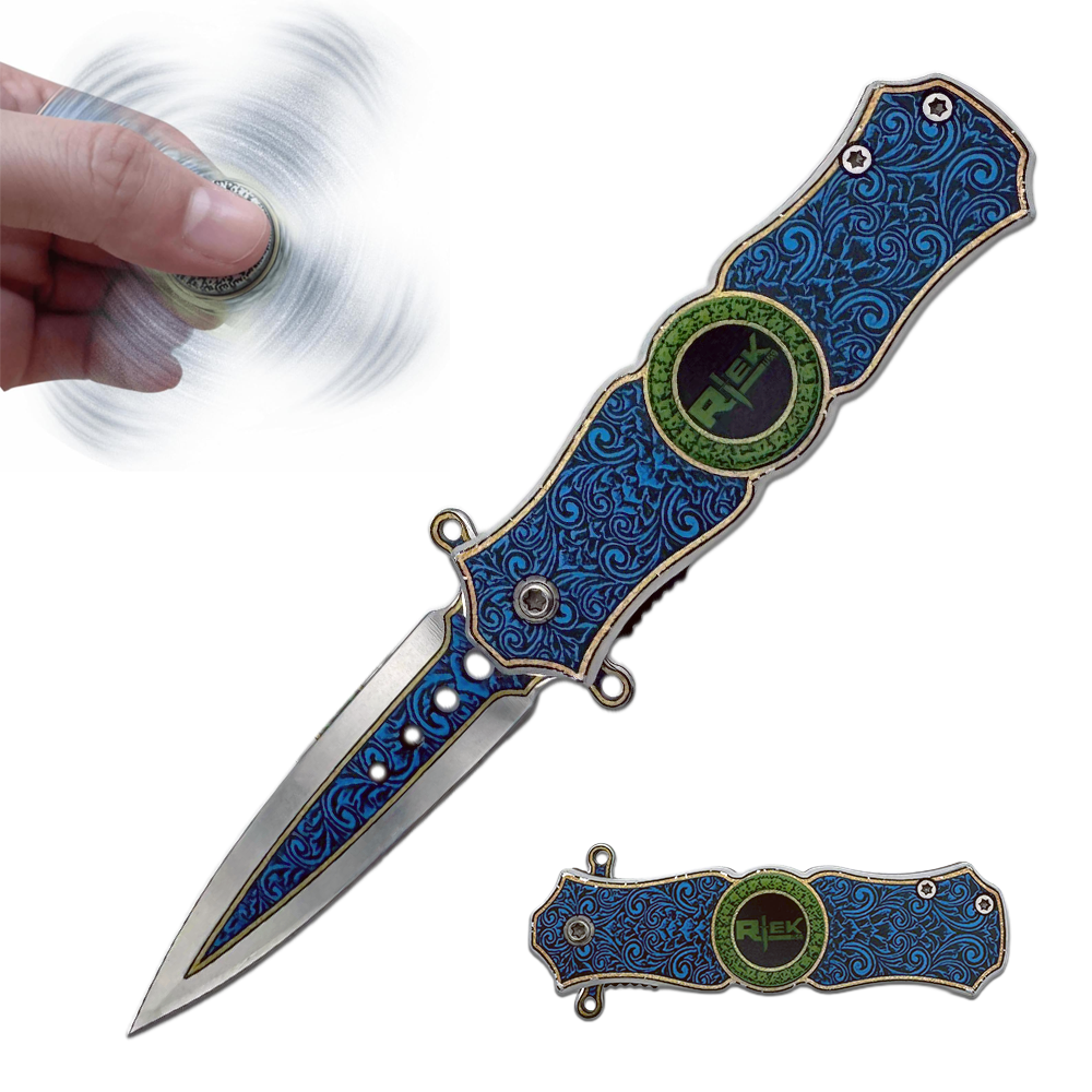 SPK 3423-BL 3" Rtek Royal Blue Folding Knife Fidget Spinner