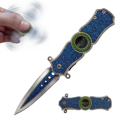 SPK 3423-BL 3" Rtek Royal Blue Folding Knife Fidget Spinner