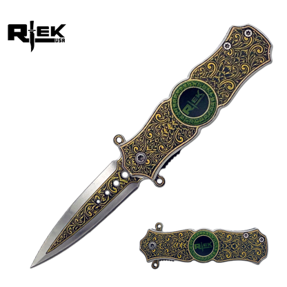 SPK 3423-GD 3" Rtek Royal Gold Folding Knife Fidget Spinner
