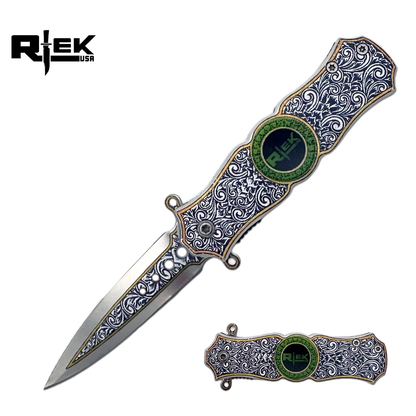 SPK 3423-SL 3" Rtek Royal Silver Folding Knife Fidget Spinner