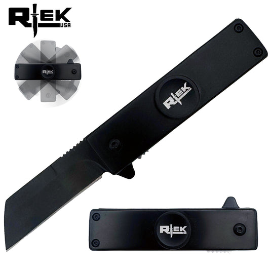 SPK 6841-BK 3.5" Rtek Black Spinner Tanto Folding Knife Fidget Mult-Tool