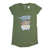 Women Junior's Green V-neck Scooby-Doo Mystery Machine Graphic Tee T-Shirt