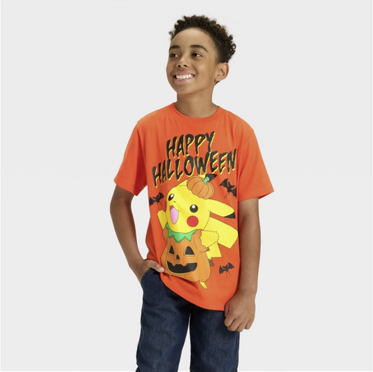 Boys' Pokémon Pikachu Halloween Short Sleeve Graphic T-Shirt - Orange