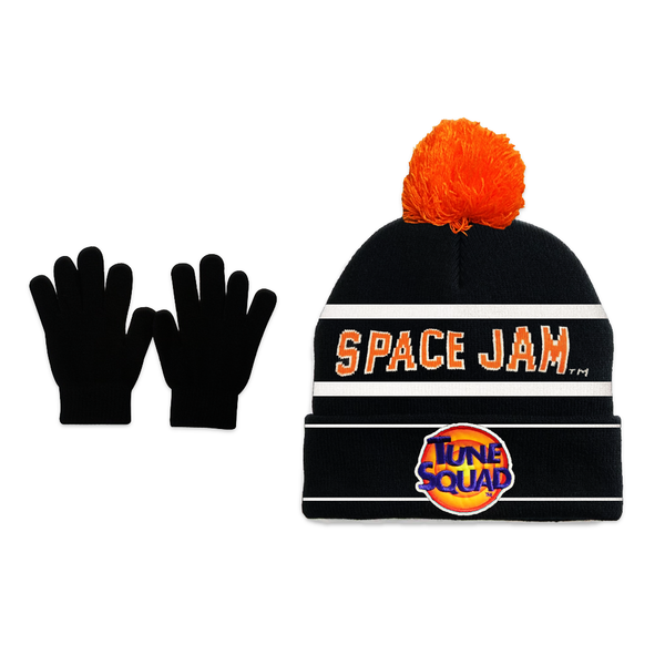 Youth Space Jam Tune Squad Striped Pom Beanie with Gloves