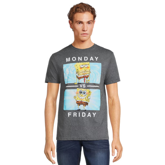 Men's SpongeBob SquarePants Monday vs Friday Graphic Tee T-Shirt