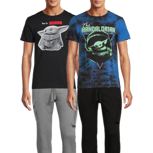 Men's Star Wars Baby Yoda Tie-Dye & Cloud Wash Graphic T-Shirts, 2-Pack