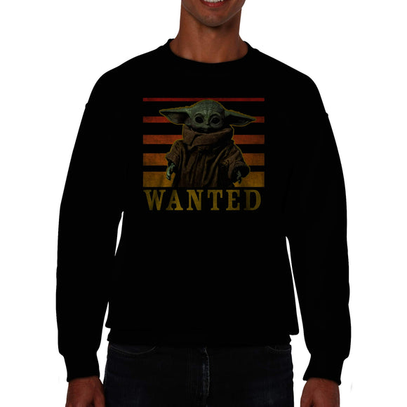 Men's Black Star Wars The Child Mandalorian Wanted Graphic Fleece Sweatshirt