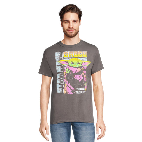 Men's Distressed Star Wars Grogu Graphic Tee T-Shirt