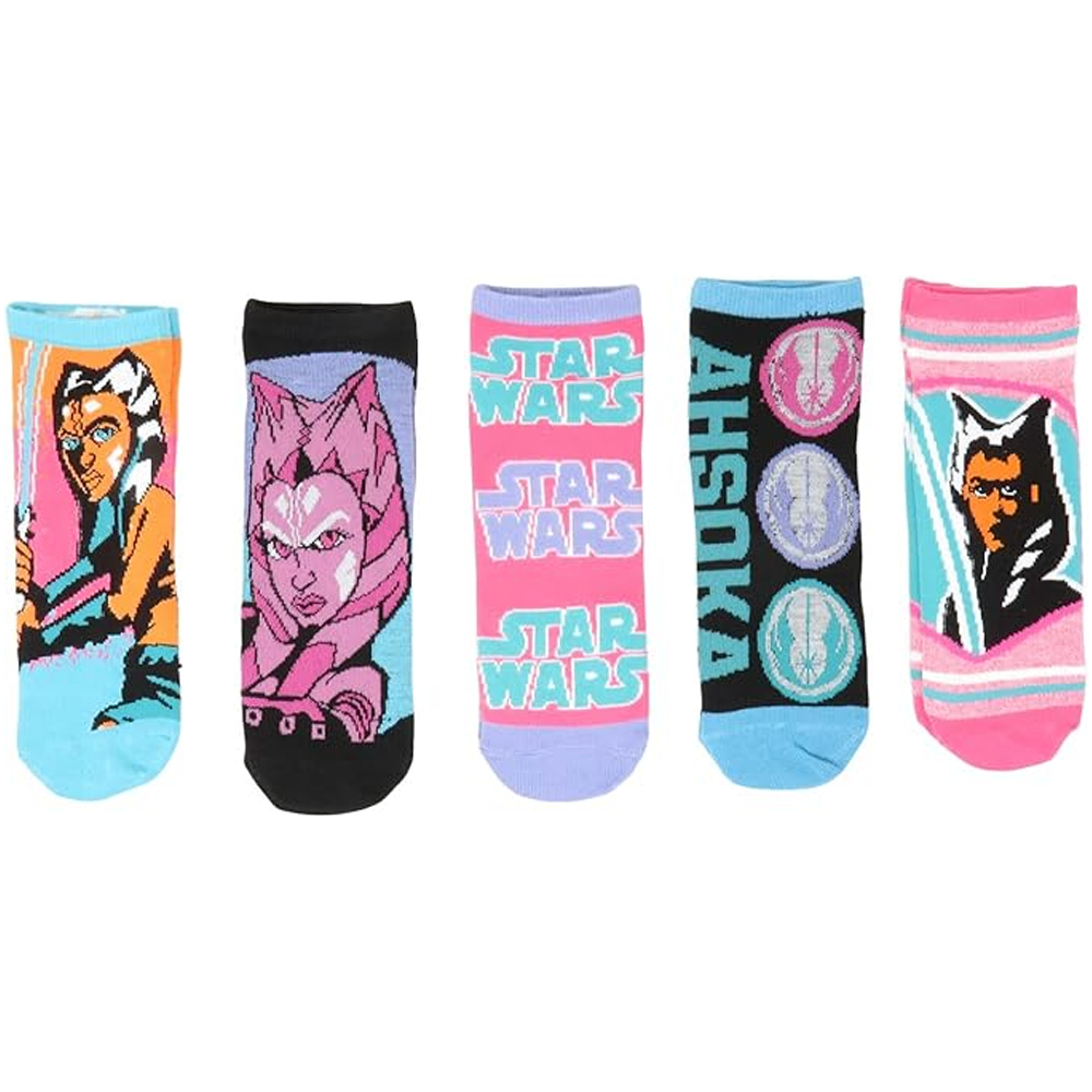 Star Wars Ahsoka Tano Clone Wars Pink Juniors/Womens 5 Pack Ankle Socks Shoe Size 4-10
