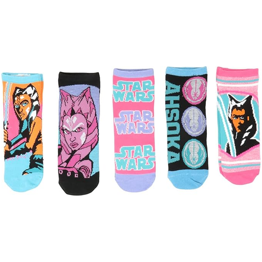 Star Wars Ahsoka Tano Clone Wars Pink Juniors/Womens 5 Pack Ankle Socks Shoe Size 4-10