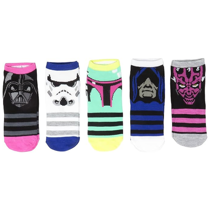 Star Wars Villains Juniors/Womens 5 Pack Ankle Socks Shoe Size 4-10