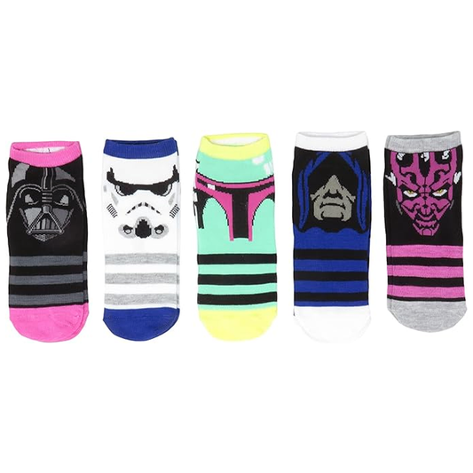 Star Wars Villains Juniors/Womens 5 Pack Ankle Socks Shoe Size 4-10