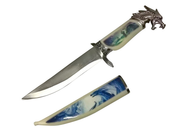 T 224840-DG 13 3/4″ Medieval Dragon Dagger with Graphic Printed Scabbard