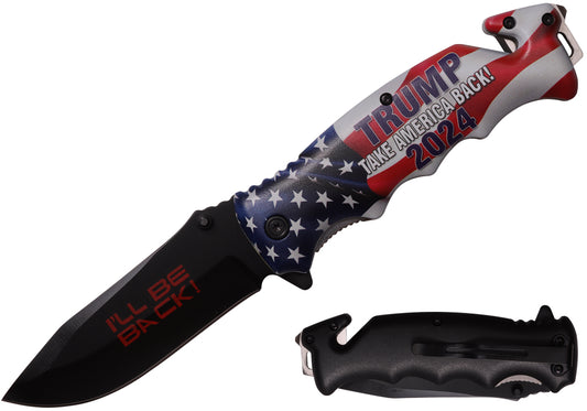 Spring assisted tactical folding knife T 271634-T6 by Rex Distributor Inc. with belt clip, 4.5-inch blade, and assist-open mechanism.