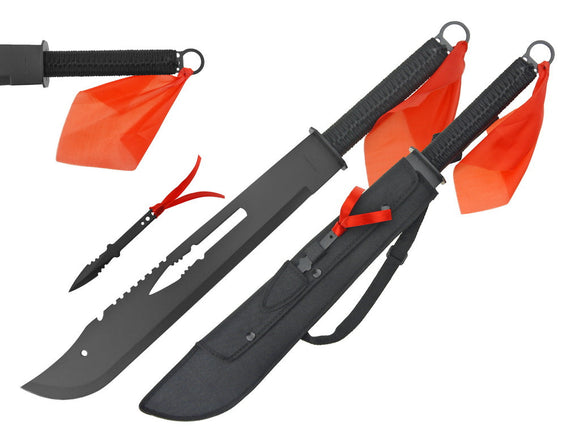 T 6633-BK 27.5″ Black Machete DAO with 6″ Throwing Knife
