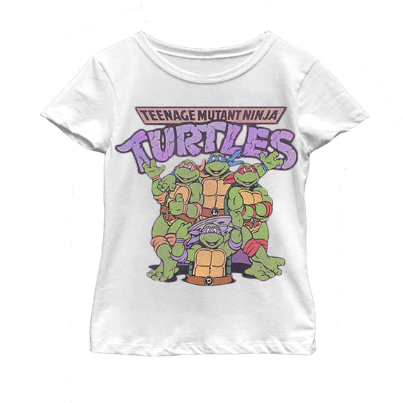 Girls White Teenage Mutant Ninja Turtles Watercolor Graphic Tee T-Shirt