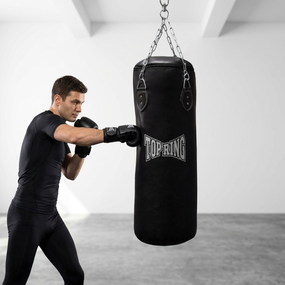 TRHB Top Ring 50 LBS All-Leather Heavy Punching Bag for Boxing & MMA with Mounting Chain