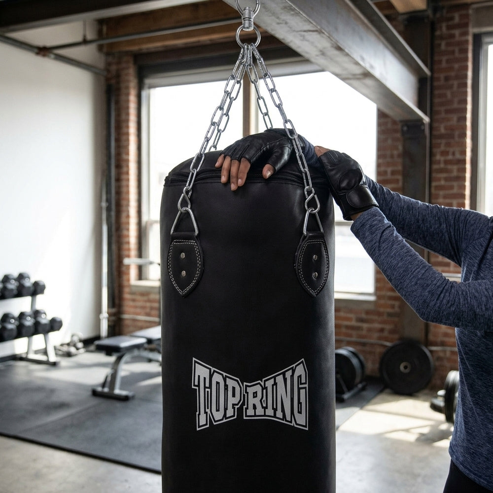TRHB Top Ring 50 LBS All-Leather Heavy Punching Bag for Boxing & MMA with Mounting Chain