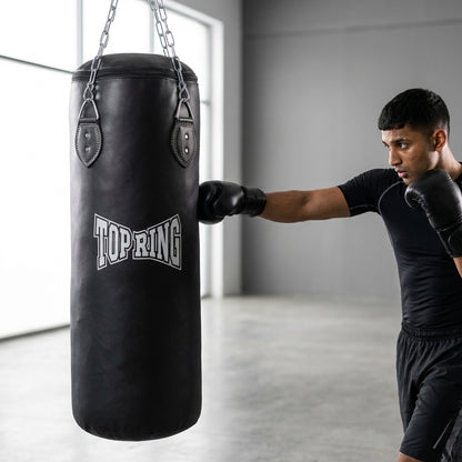 TRHB Top Ring 50 LBS All-Leather Heavy Punching Bag for Boxing & MMA with Mounting Chain