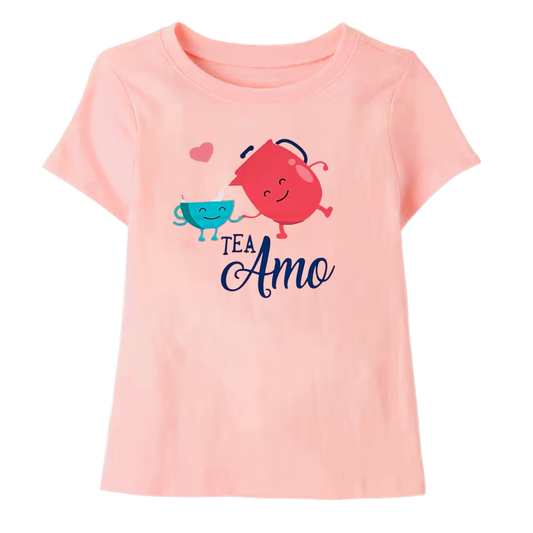 Girls' toddler pink graphic tee by Mad Engine featuring a cute and funny tea-themed design on a comfortable T-shirt.