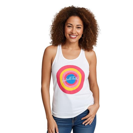 Women Junior's White Looney Tunes Thats All Folks Racerback Tank Top - Rex Distributor, Inc. Wholesale Licensed Products and T-shirts, Sporting goods,