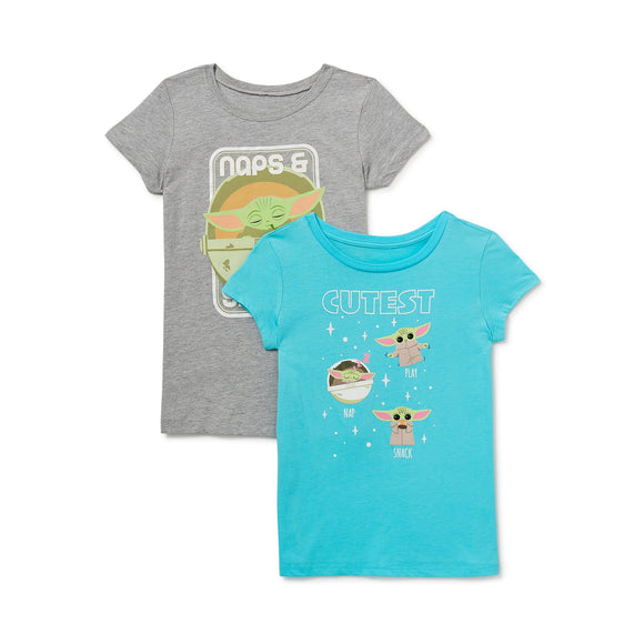 Big Girls or Little Girls Star Wars Short Sleeve Graphic T-Shirt 2-Pack